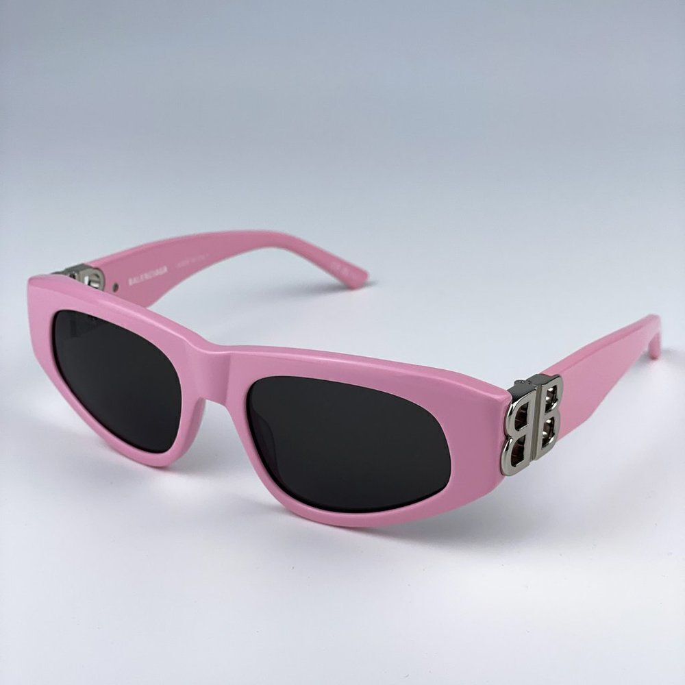SALE! NEW Balenciaga BB0095S 013 Pink Silver Grey Cat Eye Unisex Sunglasses - Picture 5 of 13